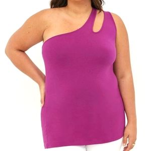 ❤️NWT TORRID SEXY FITTED ONE SHOULDER CUTOUT TOP PURPLE CAMI TANK -  PLUS SIZE